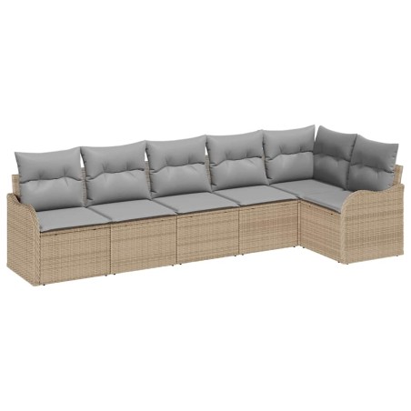 vidaXL Set di divani da giardino 6 pezzi con cuscini beige in rattan sintetico