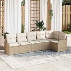 vidaXL Set Divano da Giardino 6 Pezzi con Cuscini Beige in Rattan