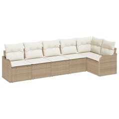 vidaXL Set Divano da Giardino 6 Pezzi con Cuscini Beige in Rattan