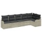 vidaXL Set Divano da Giardino 6 Pezzi con Cuscini Grigio Chiaro in Polyrattan