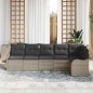 vidaXL Set Divano da Giardino 6 Pezzi con Cuscini Grigio Chiaro in Polyrattan