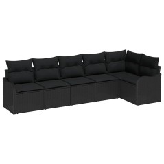 vidaXL Set da Giardino 6 Pezzi con Cuscini in Rattan Nero