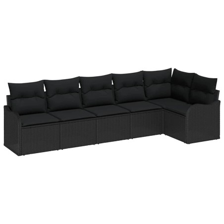vidaXL Set da Giardino 6 Pezzi con Cuscini in Rattan Nero