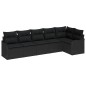 vidaXL Set da Giardino 6 Pezzi con Cuscini in Rattan Nero