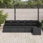 vidaXL Set da Giardino 6 Pezzi con Cuscini in Rattan Nero