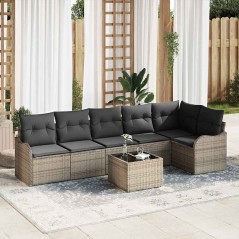 vidaXL Set di divani da giardino 6 pezzi con cuscini neri in rattan.