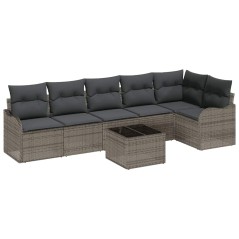 vidaXL Set di divani da giardino 6 pezzi con cuscini neri in rattan.