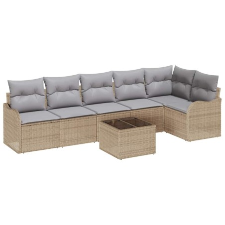 vidaXL Set di divani da giardino 7 pezzi con cuscini neri in rattan