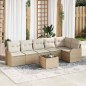 vidaXL Set di divani da giardino 7 pezzi con cuscini in rattan marrone.