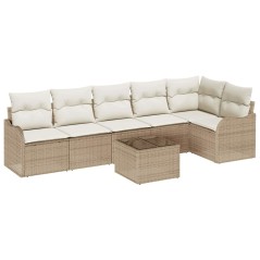 vidaXL Set di divani da giardino 7 pezzi con cuscini in rattan marrone.