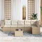 vidaXL Set di divani da giardino 7 pezzi con cuscini in rattan marrone.