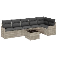 vidaXL Set di Divani da Giardino da 7 Pezzi con Cuscini in Rattan Grigio