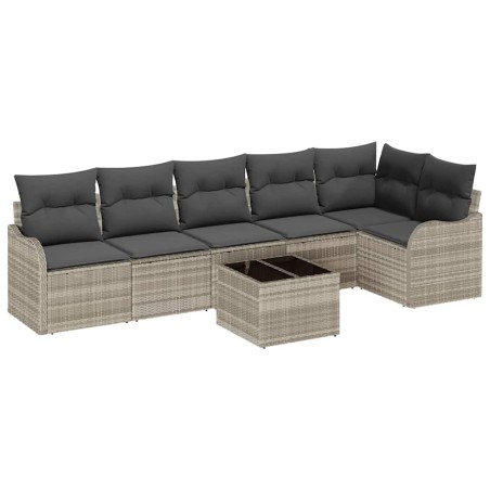 vidaXL Set di Divani da Giardino da 7 Pezzi con Cuscini in Rattan Grigio