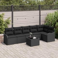 vidaXL Set da Giardino , 7 Pezzi, Cuscini in Rattan Sintetico Beige
