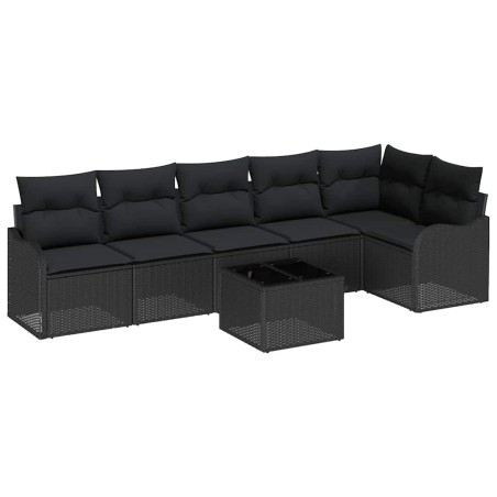 vidaXL Set da Giardino , 7 Pezzi, Cuscini in Rattan Sintetico Beige