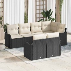 vidaXL Set di divani da giardino , 7 pezzi, neri in rattan