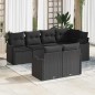 vidaXL Set di divani da giardino , 7 pezzi, con cuscini neri in rattan sintetico.
