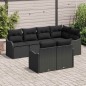 vidaXL Set di divani da giardino , 7 pezzi, con cuscini neri in rattan sintetico.