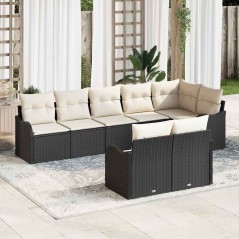 vidaXL Set di divani da giardino da 8 pezzi con cuscini in rattan nero
