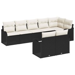 vidaXL Set di divani da giardino da 8 pezzi con cuscini in rattan nero