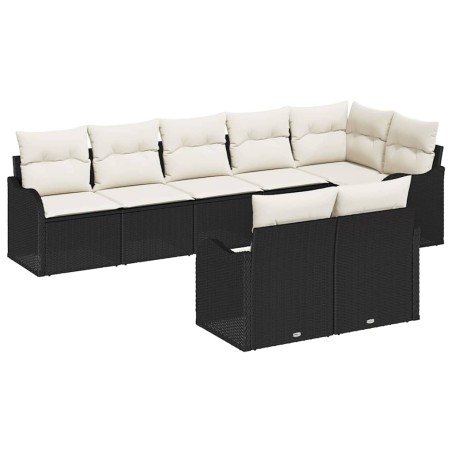 vidaXL Set di divani da giardino da 8 pezzi con cuscini in rattan nero