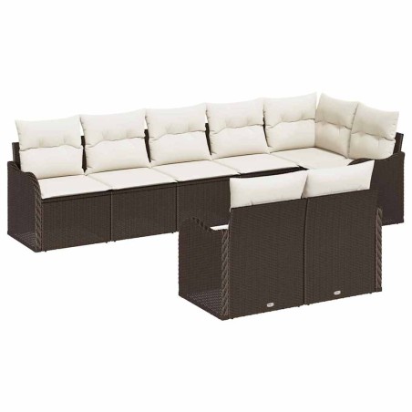 vidaXL Set Divano da Giardino 8 Pezzi con Cuscini Marroni in Rattan
