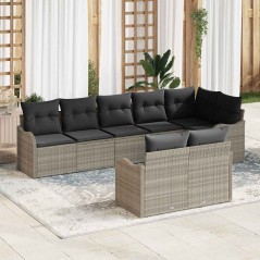vidaXL Set divano da giardino 8 pezzi con cuscini grigio chiaro in rattan sintetico