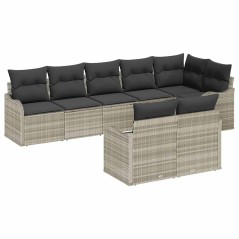vidaXL Set divano da giardino 8 pezzi con cuscini grigio chiaro in rattan sintetico