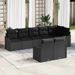 vidaXL Set di divani da giardino 8 pezzi con cuscini in rattan sintetico nero