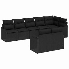 vidaXL Set di divani da giardino 8 pezzi con cuscini in rattan sintetico nero
