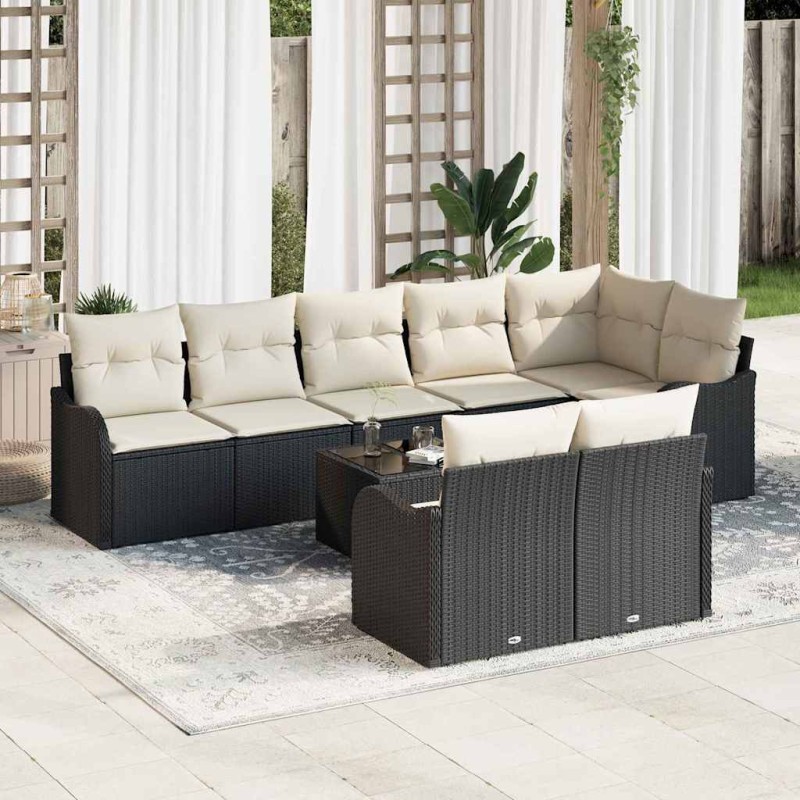 vidaXL Set di divani da giardino 8 pezzi con cuscini in rattan sintetico marrone