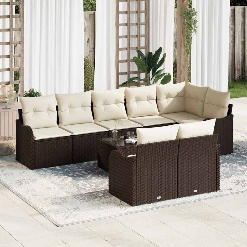 vidaXL Set di divano da giardino , 8 pezzi con cuscini grigi in polyrattan