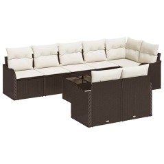 vidaXL Set di divano da giardino , 8 pezzi con cuscini grigi in polyrattan