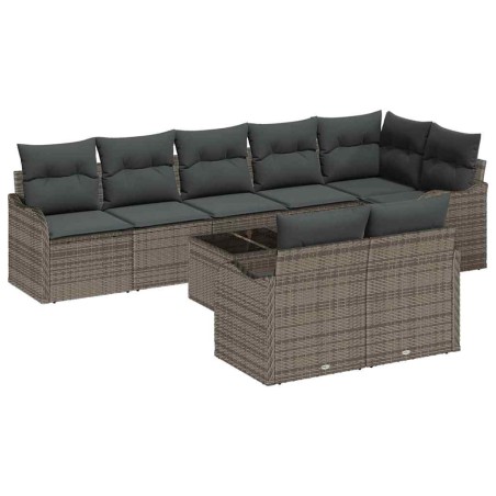 vidaXL Set Divano da Giardino da 8 Pezzi con Cuscini in Poly Rattan Nero