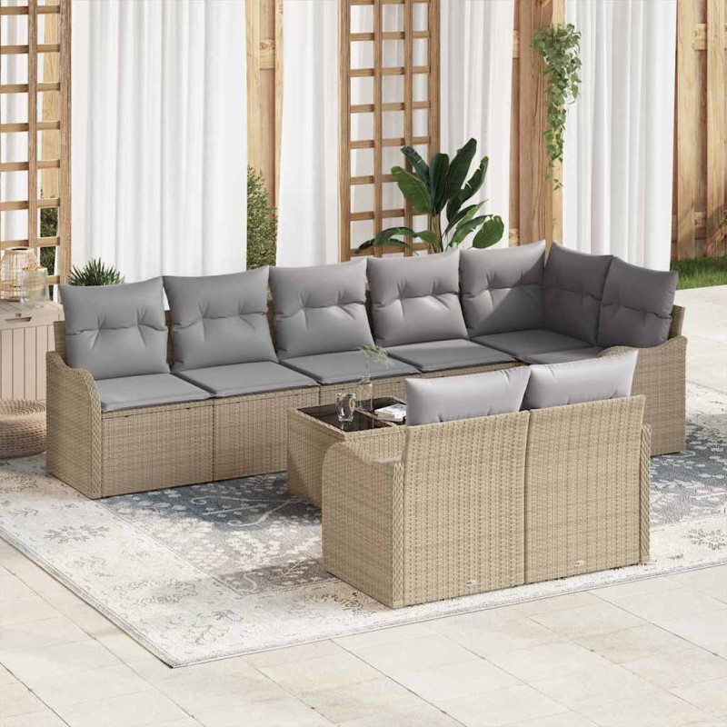 vidaXL Set Divano da Giardino 9 Pezzi con Cuscini in Rattan e Poliestere Nero.