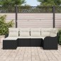 vidaXL Set di Divani da Giardino 6 Pezzi con Cuscini Nero in Rattan Polimerico