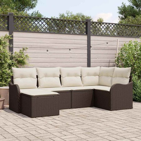 vidaXL Set di divani da giardino 6 pezzi vitaXL con cuscini in rattan sintetico marrone