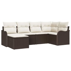 vidaXL Set di divani da giardino 6 pezzi vitaXL con cuscini in rattan sintetico marrone