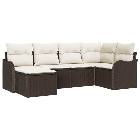 vidaXL Set di divani da giardino 6 pezzi vitaXL con cuscini in rattan sintetico marrone