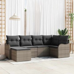 vidaXL Set da giardino 6 pezzi con cuscini in rattan grigio