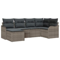vidaXL Set da giardino 6 pezzi con cuscini in rattan grigio