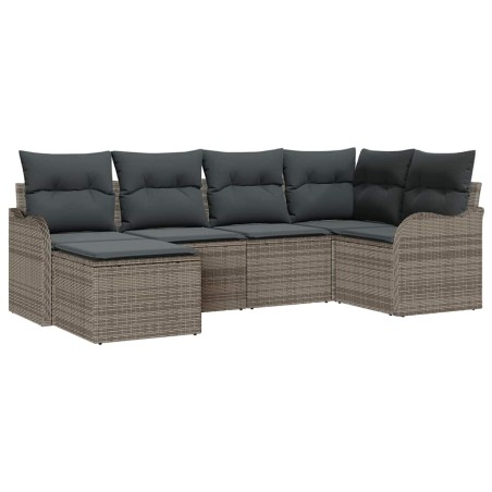 vidaXL Set da giardino 6 pezzi con cuscini in rattan grigio