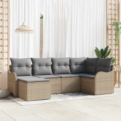 vidaXL Set di divani da giardino 6 pezzi con cuscini in rattan poly beige