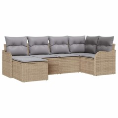 vidaXL Set di divani da giardino 6 pezzi con cuscini in rattan poly beige