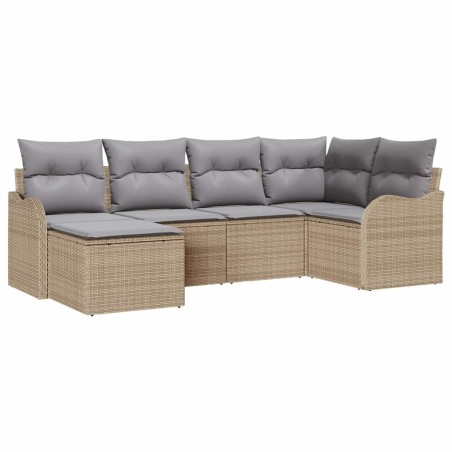 vidaXL Set di divani da giardino 6 pezzi con cuscini in rattan poly beige