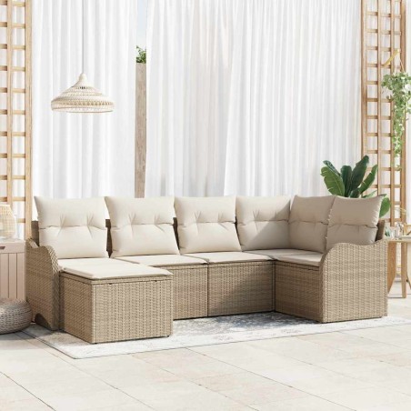 vidaXL Set da Giardino 6 Pezzi con Cuscini Beige in Rattan Sintetico