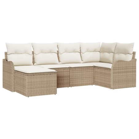 vidaXL Set da Giardino 6 Pezzi con Cuscini Beige in Rattan Sintetico