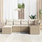 vidaXL Set da Giardino 6 Pezzi con Cuscini Beige in Rattan Sintetico