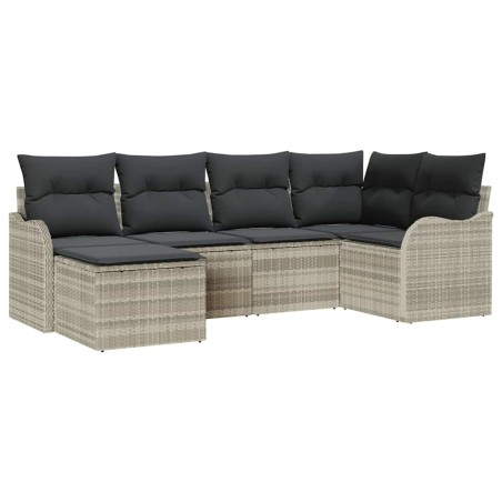 vidaXL Set di divani da giardino 6 pezzi con cuscini in rattan poliestere grigio chiaro