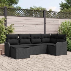 vidaXL Set di Divani da Giardino da 6 Pz con Cuscini Neri in Polyrattan